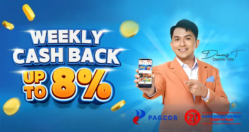 Juan365 weekly cashback up to 8% featuring Dennis Trillo